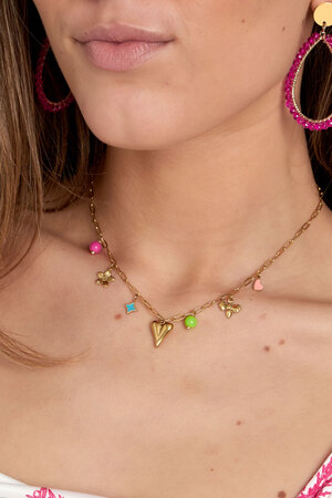 Charm-Halskette mit bunten Anhängern – Gold  h5 Bild3